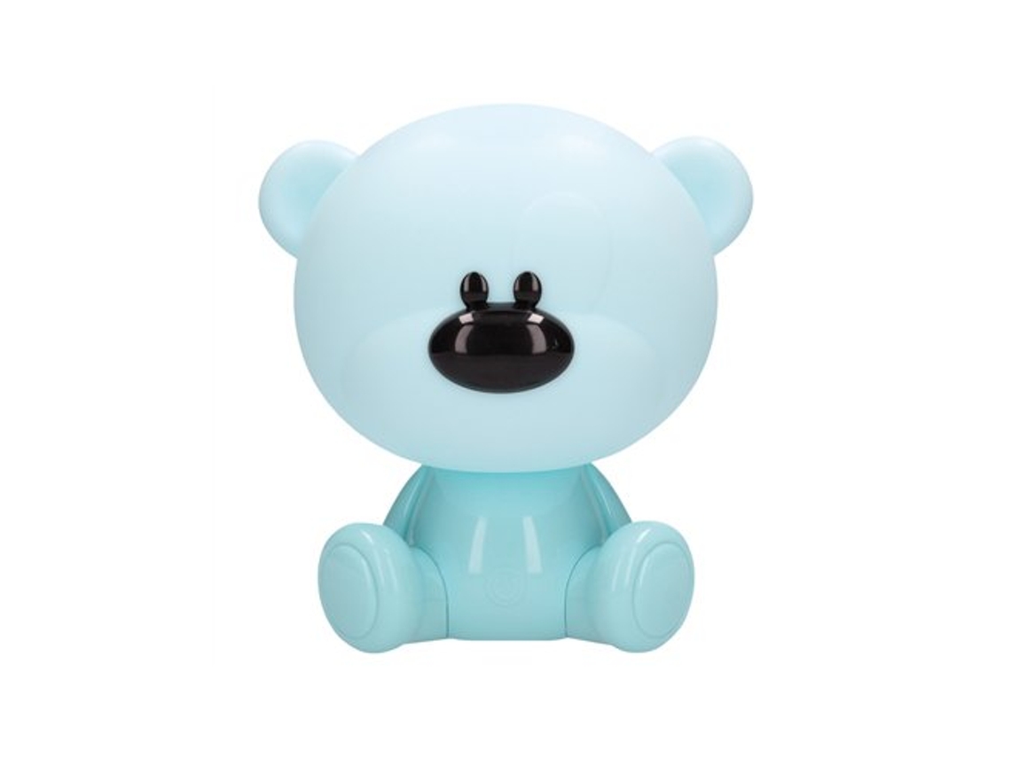 Luz nocturna LED infantil con forma de osito de peluche, 5 W, RGB, luz diurna, altavoz y batería, color azul GSC
