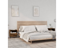 Mesitas de Noche LOVELY HOME Mesinha 2 Pcs Derivados de Madeira Carvalho Fumado