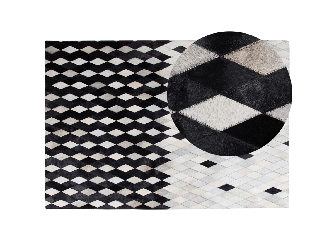 Alfombra BELIANI Maldan de Piel de vaca Negro 160x230