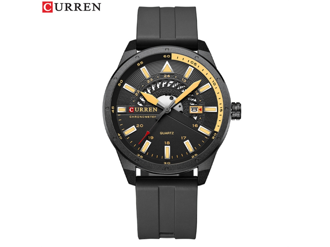 Reloj Deportivo De Cinta Para Hombre (negro), Reloj De Pulsera De Cuarzo Creativo Con Diseño Calado, Reloj Casual Con Calendario.