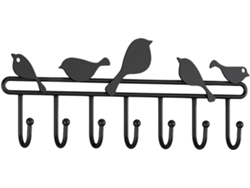 Perchero De Pared De Gran Capacidad Con Forma De Pájaro, Color Negro, Con 7 Ganchos Multifuncionales Para Colgar.