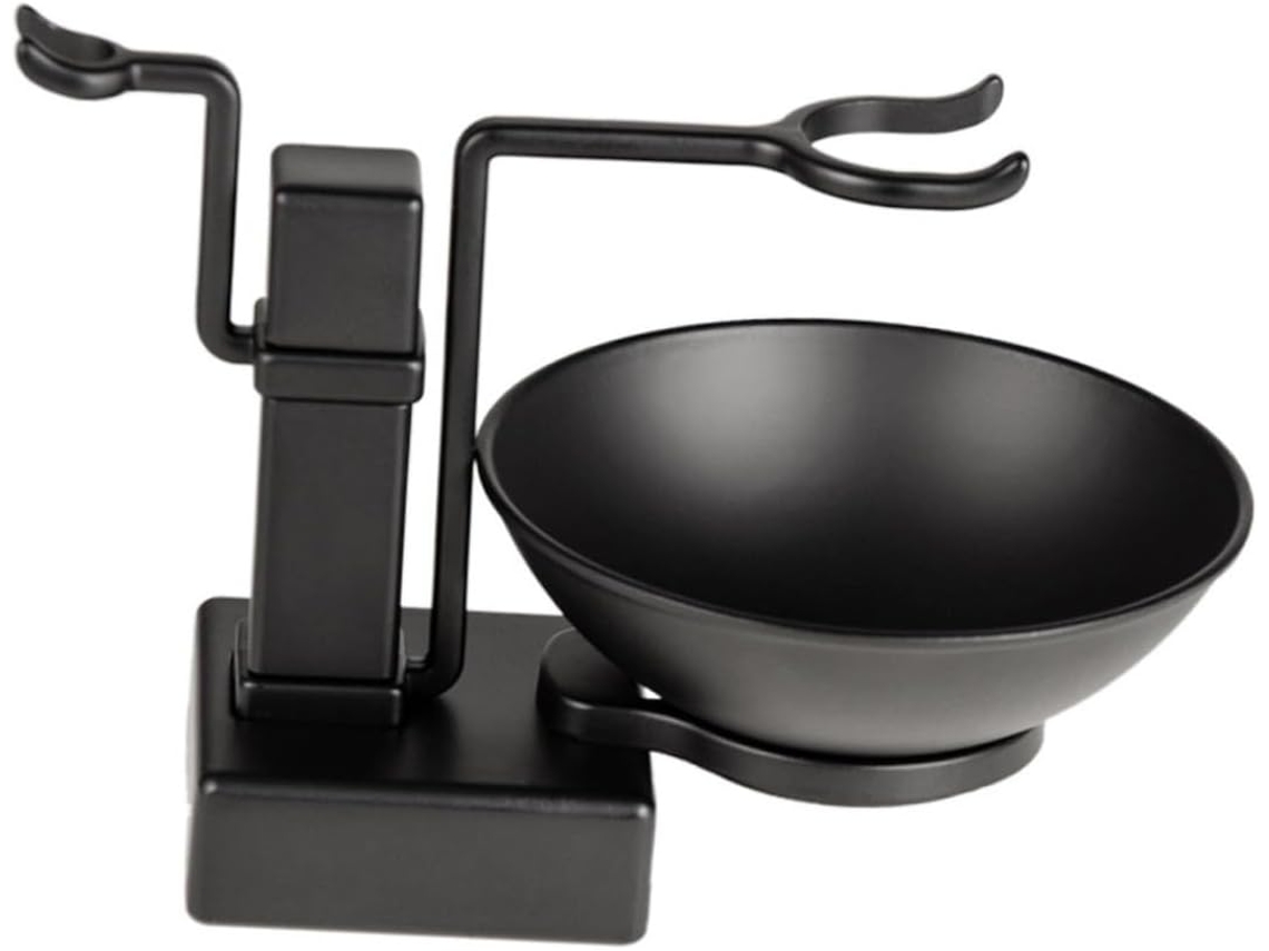 Soporte De Blaireau Y Bol De Rasage 2 Pièces Taille Moyenne Métal Noir Multifonctionnel Para Hom...