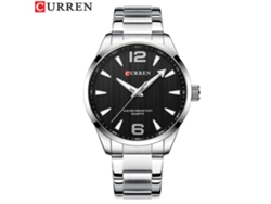 Reloj De Pulsera Sencillo E Impermeable Para Hombre, De Acero Inoxidable (plateado Y Negro), Con Mecanismo De Cuarzo.