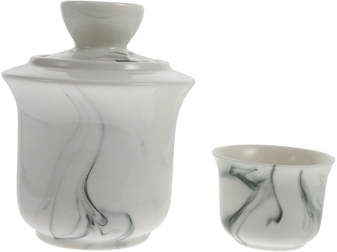 Juego Tradicional De Calentador De Sake De Cerámica De Porcelana Con 2 Tazas (120 Ml)