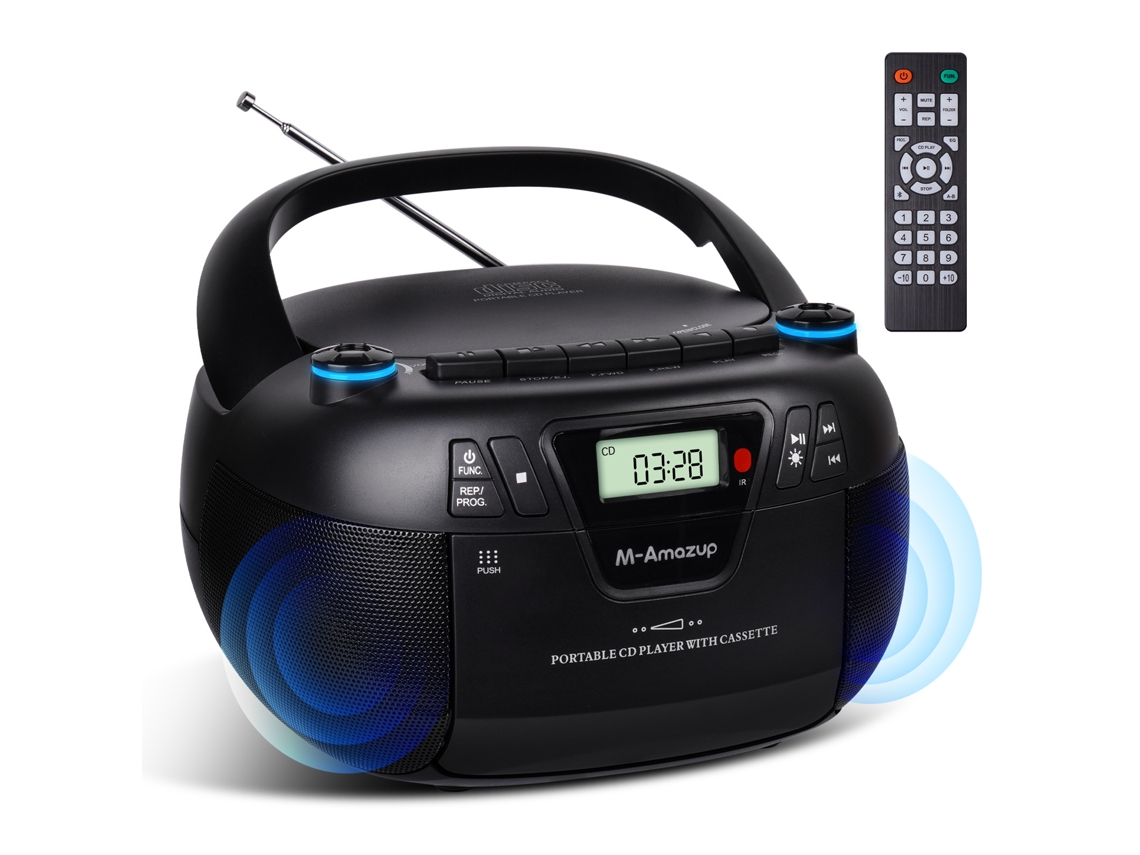 Reproductor de CD estéreo Bluetooth portátil multifuncional Yuysan negro