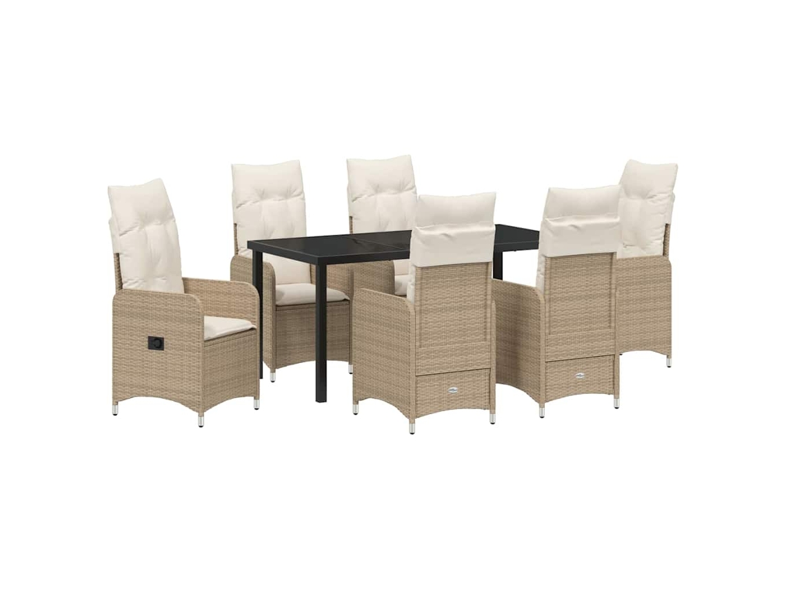 Maison Exclusive - Conjunto De Comedor De Jardín 7 Pcs Beige Ratán Sintético