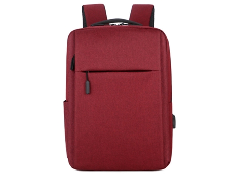 Mochila De Nylon Para Computadora Portátil Mochila De Alta Capacidad Para Hombres Con Puerto De Carga USB Mochila De Negocios-Rojo