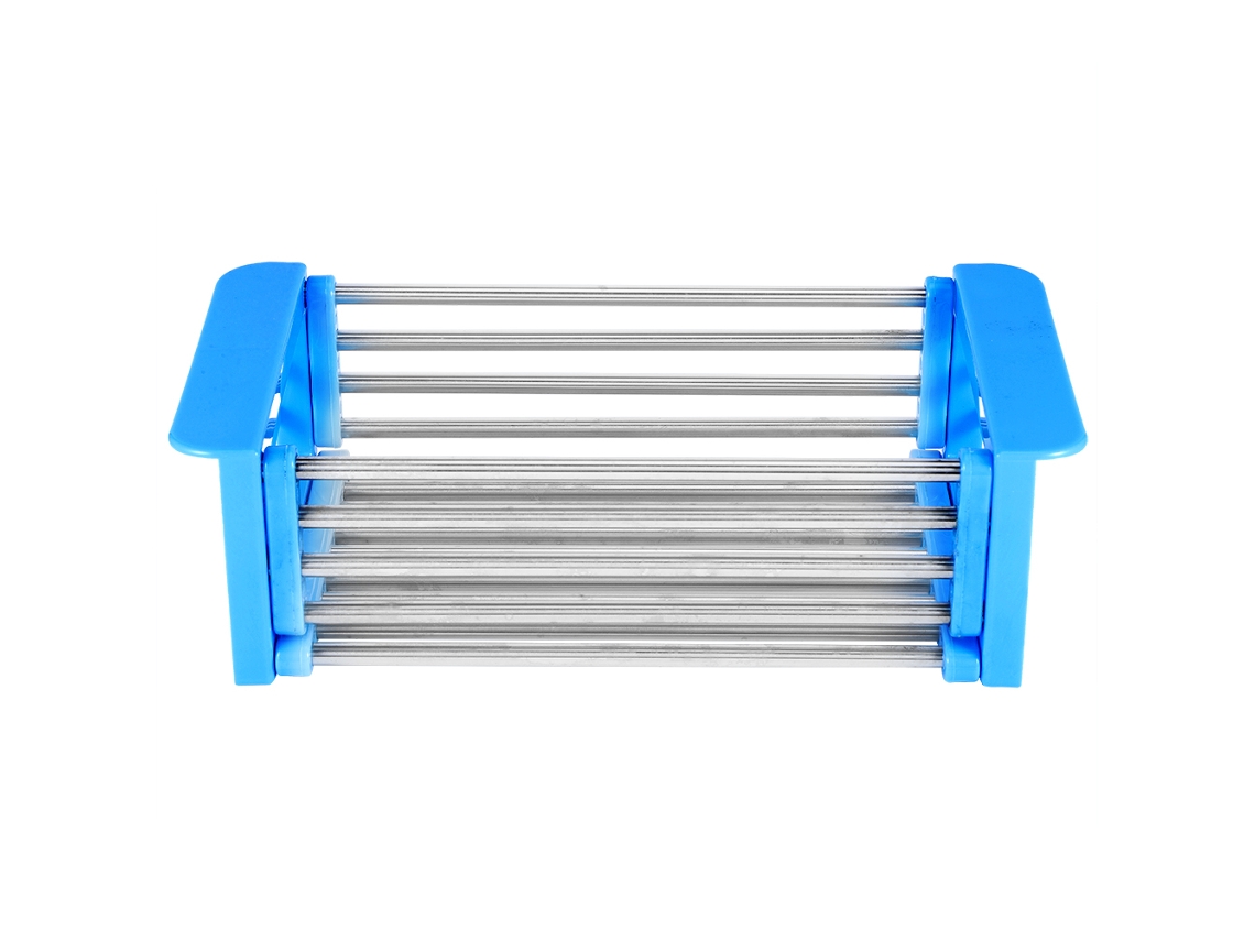 Cesta retráctil de acero inoxidable para escurridor de fregadero, lavavajillas y organizador de utensilios de cocina.