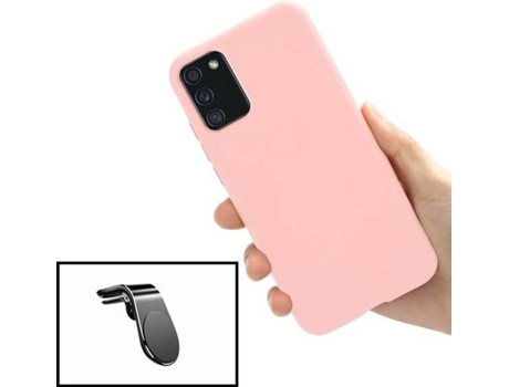 Carcasa + Soporte Magnético L Safe Driving Samsung Galaxy A02s PHONECARE Silicona Liquida Rosa