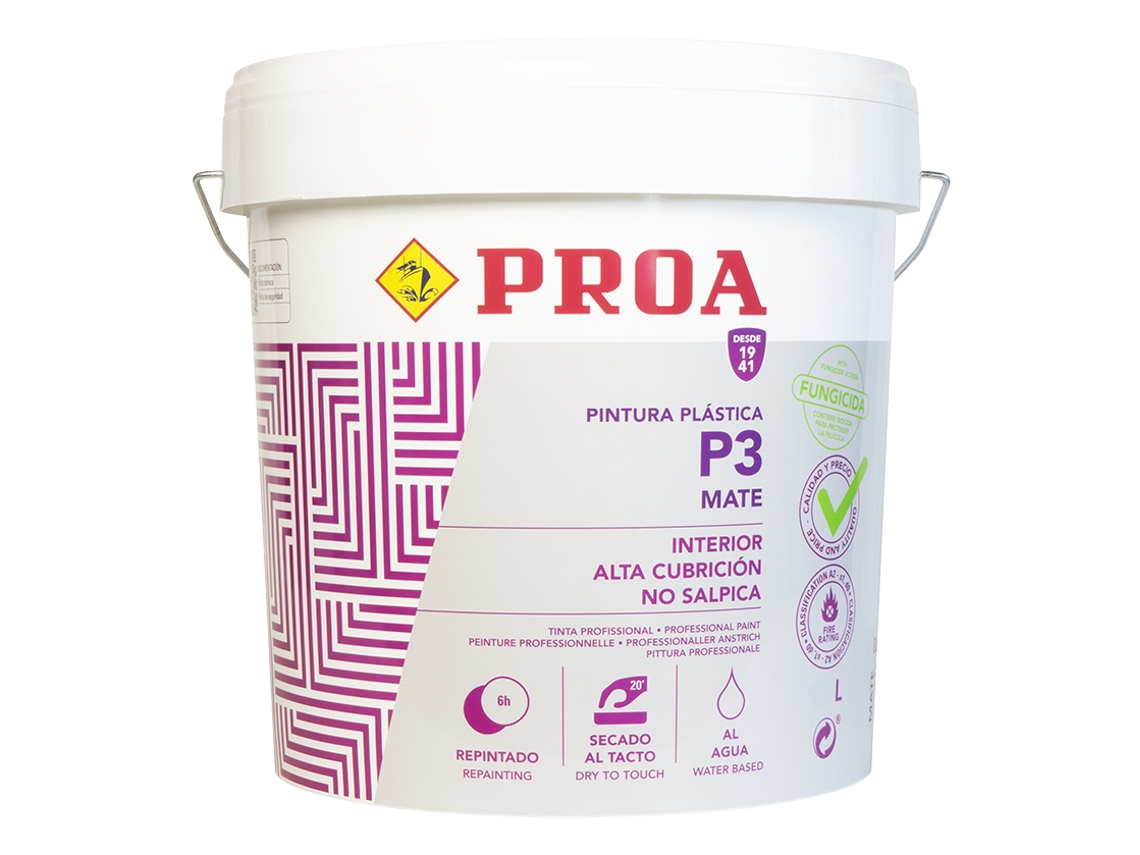 Pintura interior mate P3 Blanco 4L Gran cubricion Paredes Techos 6 kg