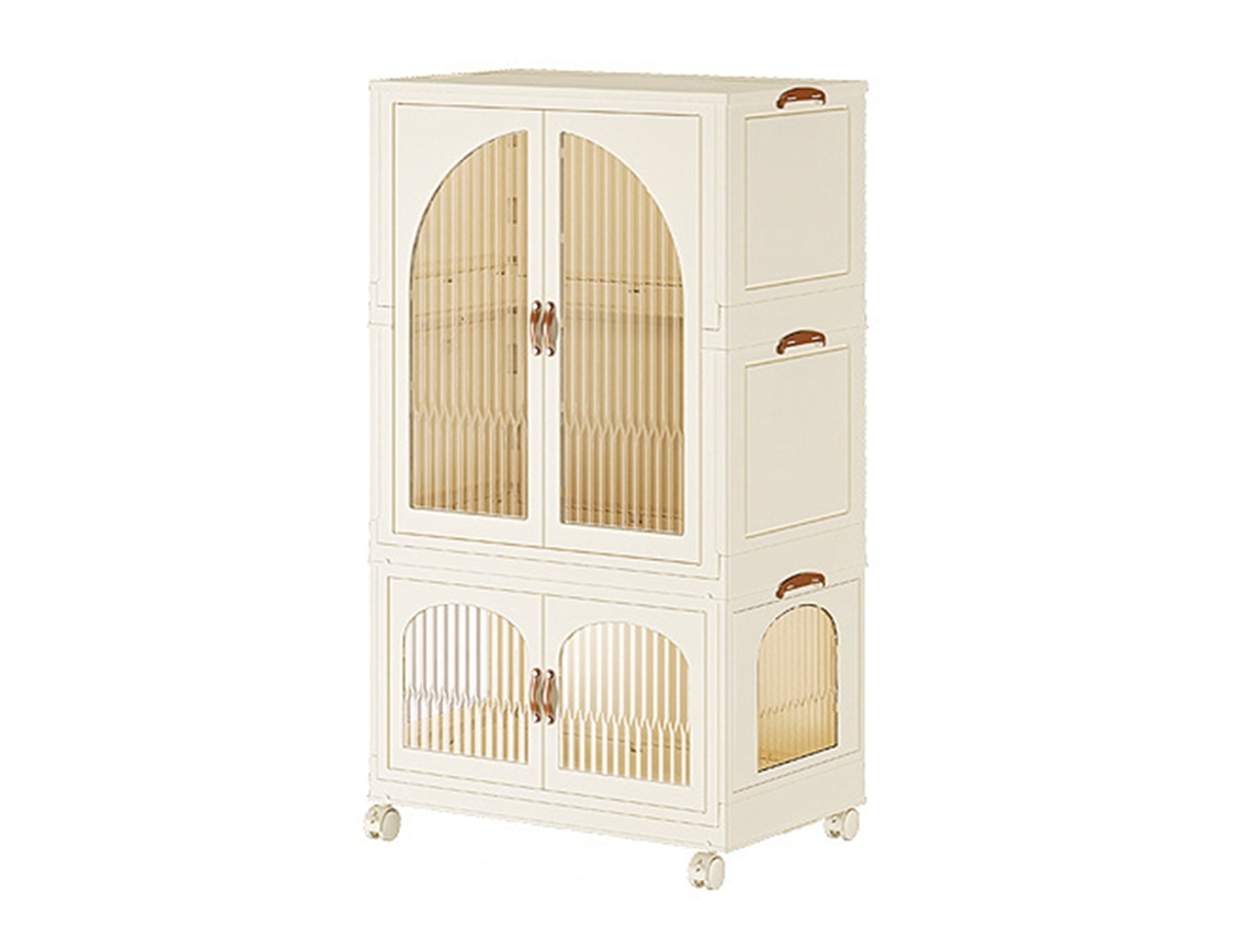 Armario plegable de plástico de libre instalación, armario corto con diseño de arco, armario transparente para ropa infantil, tamaño S 68,5 x 42,5 x 118,5 cm