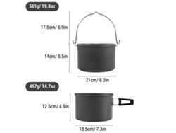 Conjunto De Panelas Camping Portátil Para 5-6 Personas