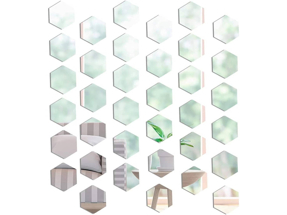 Juego de 36 adhesivos de espejo geométricos hexagonales de 4 cm para decoración de salón Kofihety