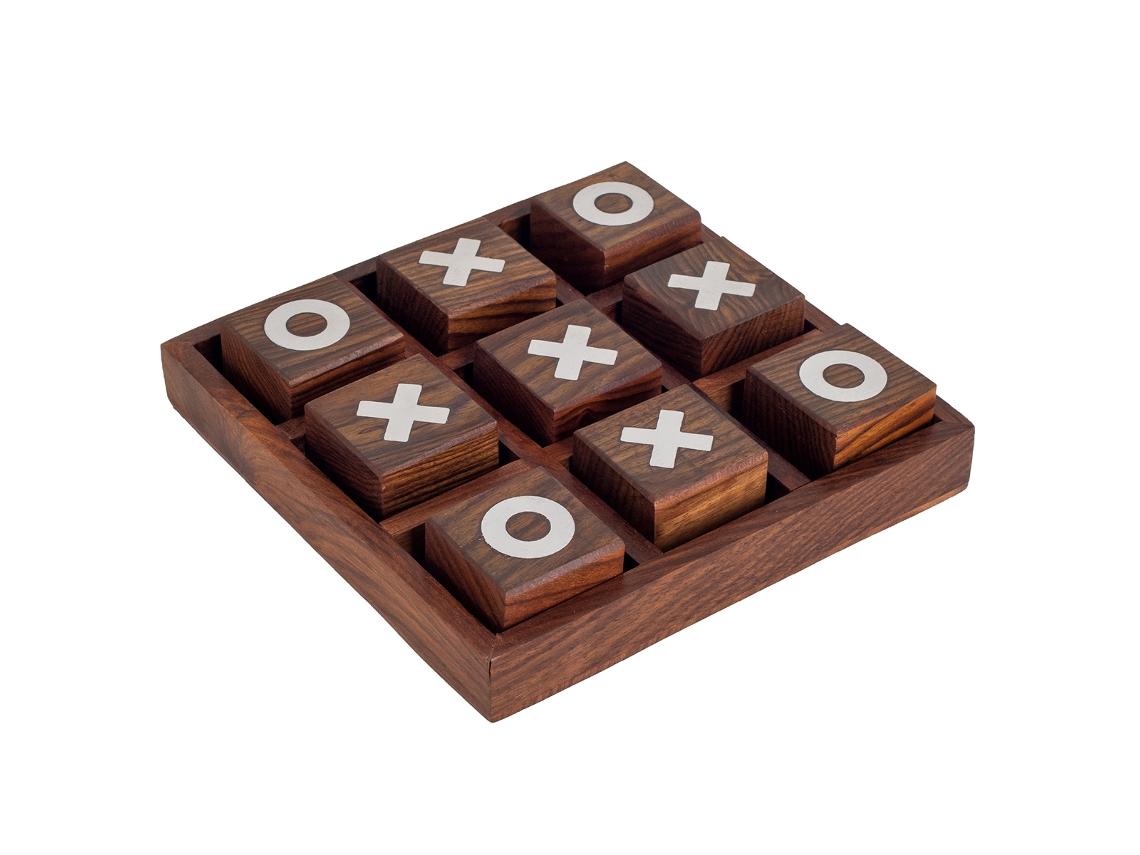 ORIGEN Home Decor Tres En Raya Cuadrado Juegos Marrón Cuadrado 4x18x18cm BY SIGRIS