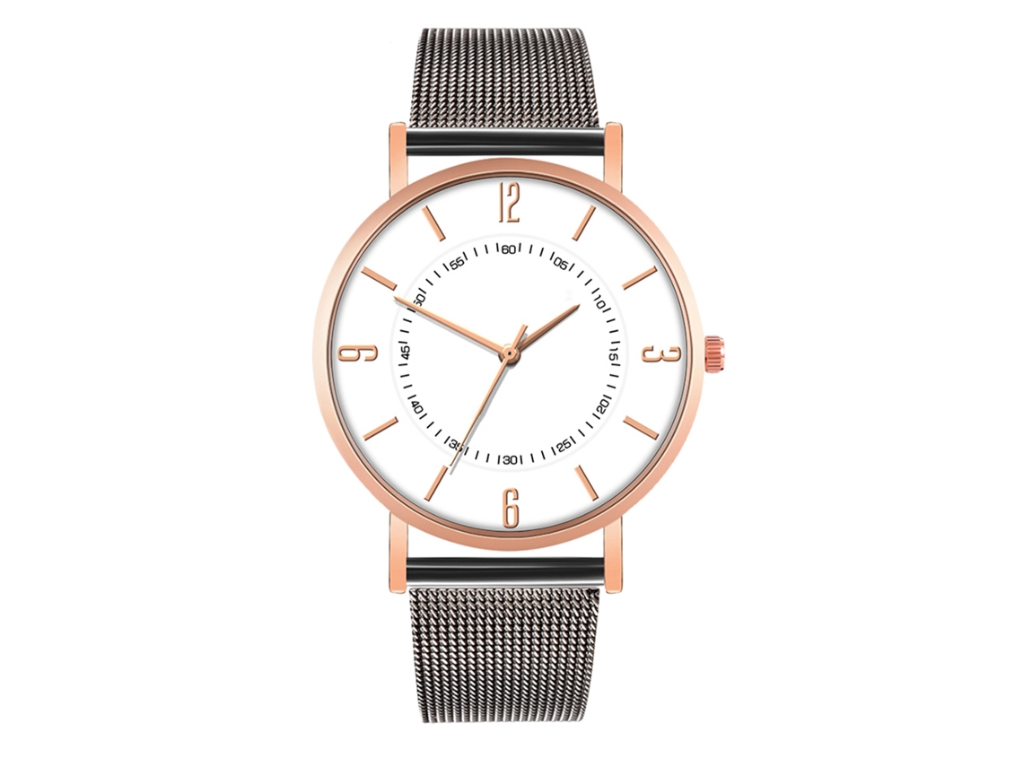 Reloj de moda para parejas con correa Malla, esfera redonda, Cuarzo Unisex