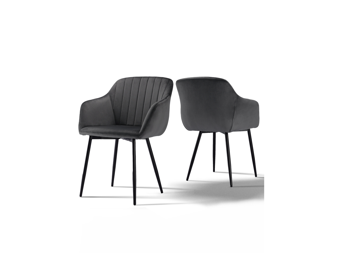 Sillas De Comedor Goeurvant 711(pack De 2, Gris Oscuro, Terciopelo)
