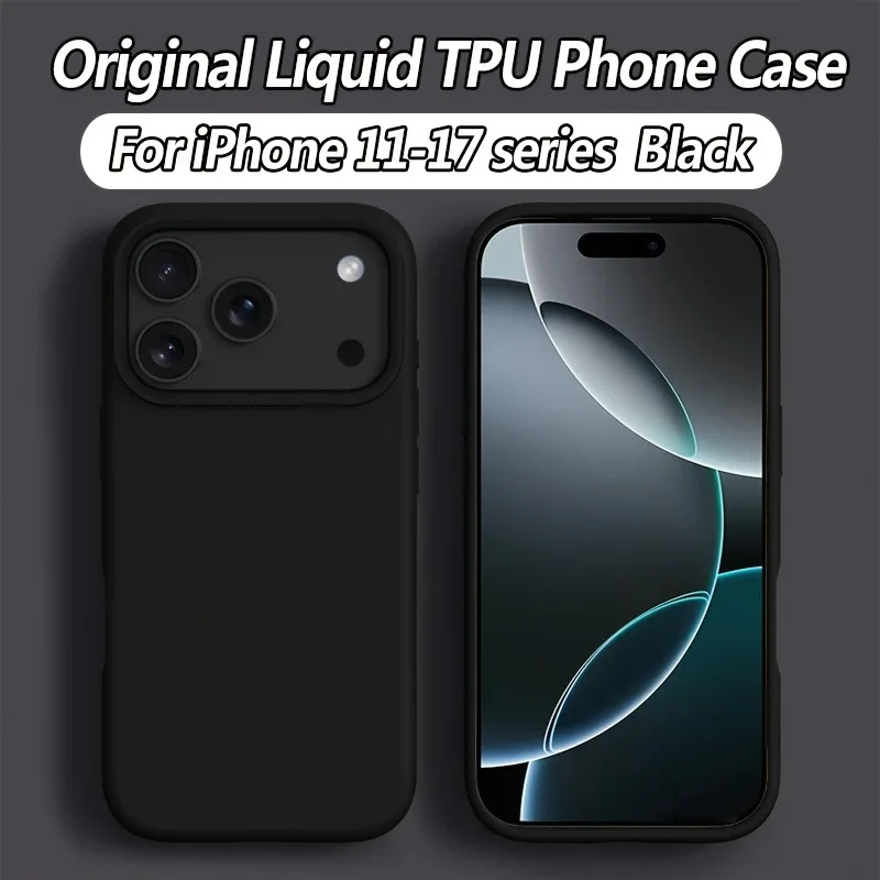 (iphone 14 Pro Negro) Funda Protectora De Silicona Líquida A Prueba De Golpes Para Iphone, Cubierta Protectora Suave