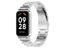 Bracelete de Smartwatch para Xiaomi Smart Band 8 Active três contas de aço inoxidável + estrutura de metal de relógio (prata)