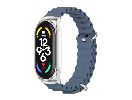 Correa de reloj inteligente para Xiaomi Mi Band 6/5/4/3 MIJOBS CS Marine Silicone Transpirable Watch Band (Space Blue Silver)