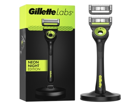 Afeitadora GILLETTE Labs Neon con Barra Exfoliante + 1 Recambio de Cuchilla