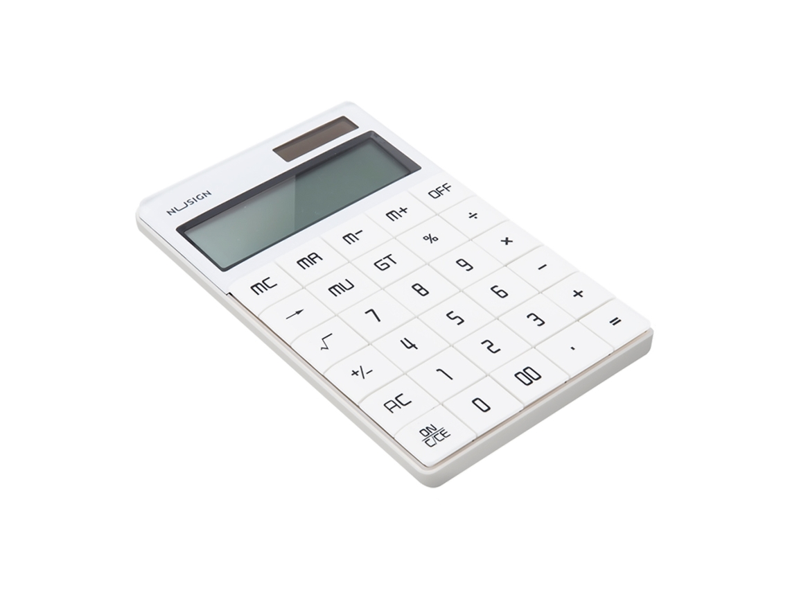 Calculadora Nusign Com Tela Ampla, Dupla Energia (solar E Bateria), Botões Planos, Material Abs, 4 Cores - Estojo Escolar E Oficina