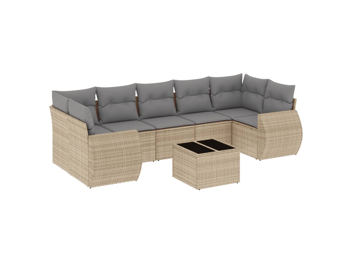 Maison Exclusive - Juego De Sofás De Jardín Con Cojines Beige 8 Pzas Ratán Pe