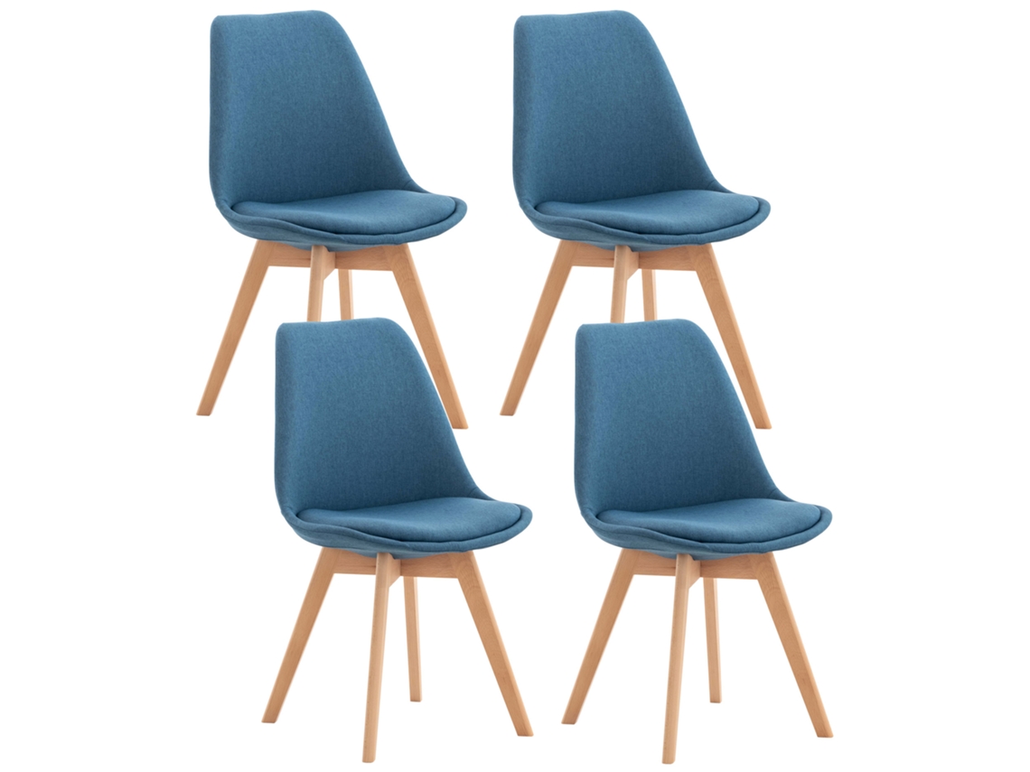 Juego de 4 sillas de comedor Linares Tela Azul/Clp