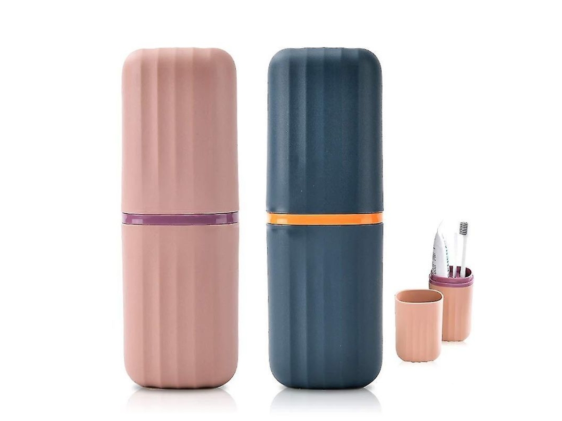 Paquete De 2 Estuches Portátiles De Plástico 3 En 1 Para Cepillos De Dientes, Ideales Para Viajes, Acampadas Y El Hogar.