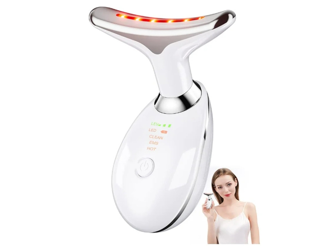 Dispositivo antiarrugas para cuello y rostro, masajeador facial para papada con triple acción de calor LED para el cuidado de la piel Bestvite