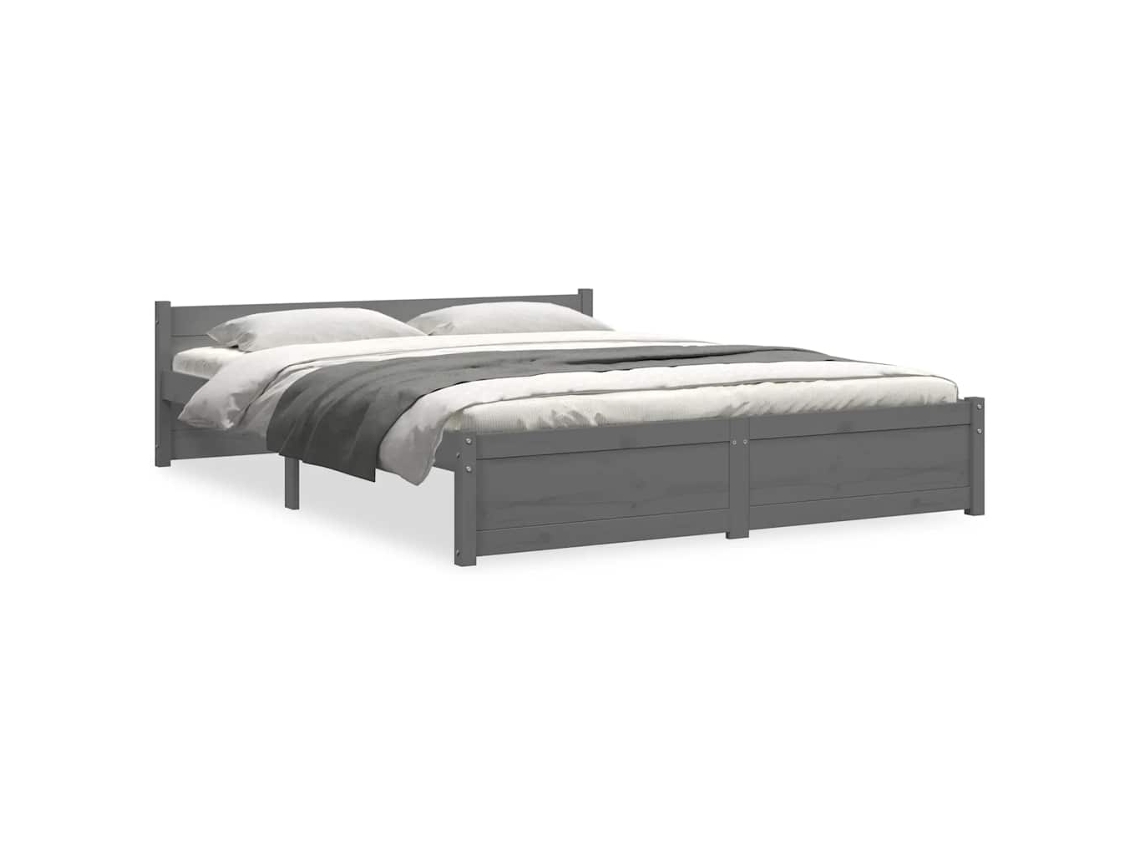 Maison Exclusive - Estructura Cama Doble Sin Colchón Madera Maciza Gris 135x190 Cm