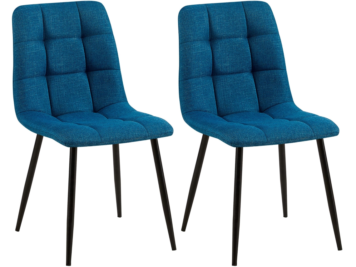 Set de dos sillas de comedor Tilde en tela o terciopelo azul/tecido CLP