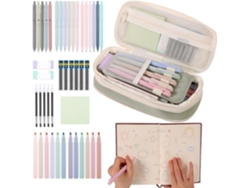 Juego de bolígrafos de gel negros, estuche para lápices con útiles escolares, estética, estuches para lápices bonitos, gomas de borrar, lindo