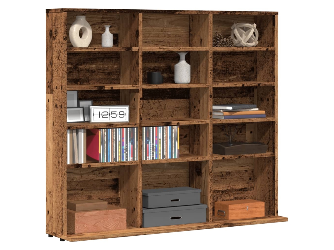 Mueble De Cd Madera De Ingeniería Envejecida 100x23x89,5 Cm