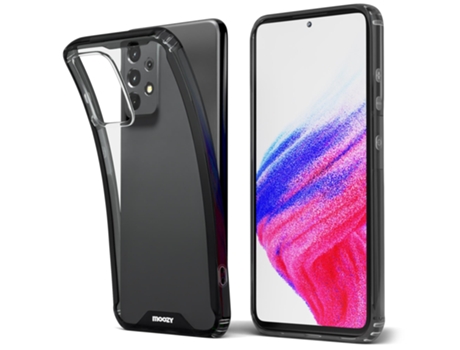 Funda Protectora MOOZY Xframe a Prueba de Golpes para Samsung A53 5G – Transparente con Borde Negro Funda Híbrida Transparente de Doble Color con B...