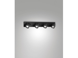 Foco De Techo Modo De 4 Luces, Estructura De Aluminio Fundido A Presión, Negro, Casquillo Gu10, Ideal Para Iluminación Interior, Moderno.