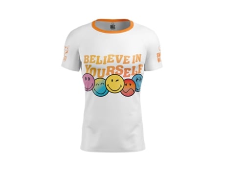 Camiseta de Hombre para Running OTSO Smileyworld Believe Blanco (XL)