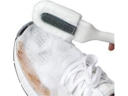 Brocha Profesional Para Limpieza De Zapatos, Limpiador De Brocha Para Zapatos Multifuncional Con Mango Largo (blanco)