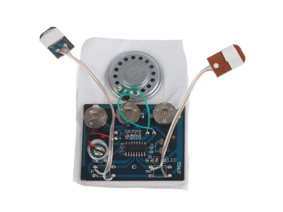 Módulo De Voz Y Sonido Musical Grabable De 27 S Con Chip Y Batería De Botón, Control Con Doble Botón Cableado