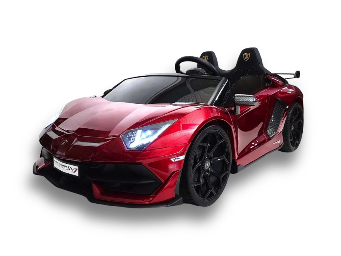 Lamborghini Aventador, coche eléctrico infantil de 24 voltios para 2 personas con neumáticos de goma y asientos de cuero. XTRM