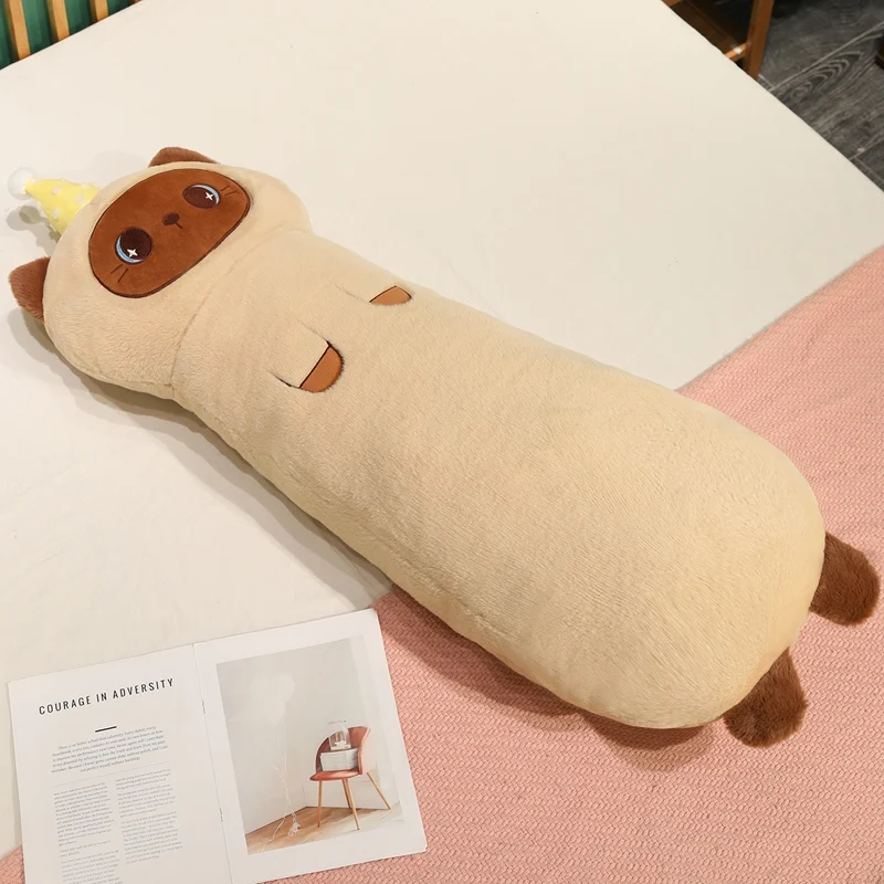 (gatito Siamés De 75 Cm) Adorable Almohada Larga Con Forma De Animal Y Cojín Suave Para Adultos.