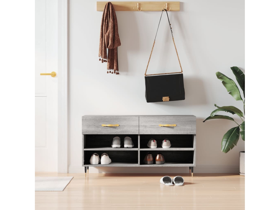 Banco Zapatero Organizador en Derivados de Madera Gris Sonoma 102X35X55 Cm