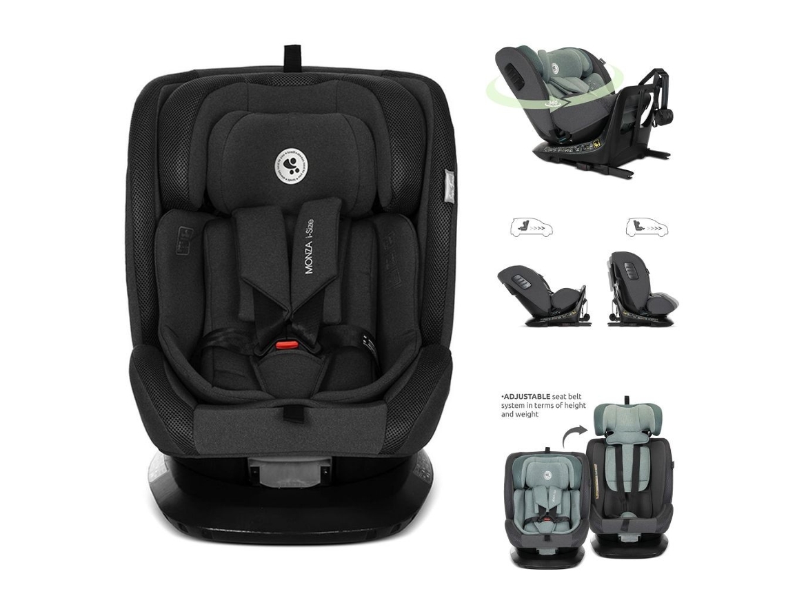 Silla de coche Monza I Size Isofix 360° con barra antirrebote Lorelli negra (40-150 cm)