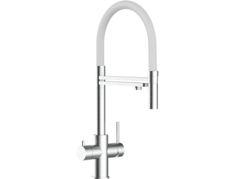 Grifo de cocina VIZIO 5 Vias Tubo Giratória 360° Acero cepillado Blanco (Acero)