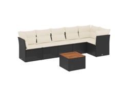 Maison Exclusive - Set De Comedor De Jardín 7 Pzas Y Cojines Ratán Sintético Negro