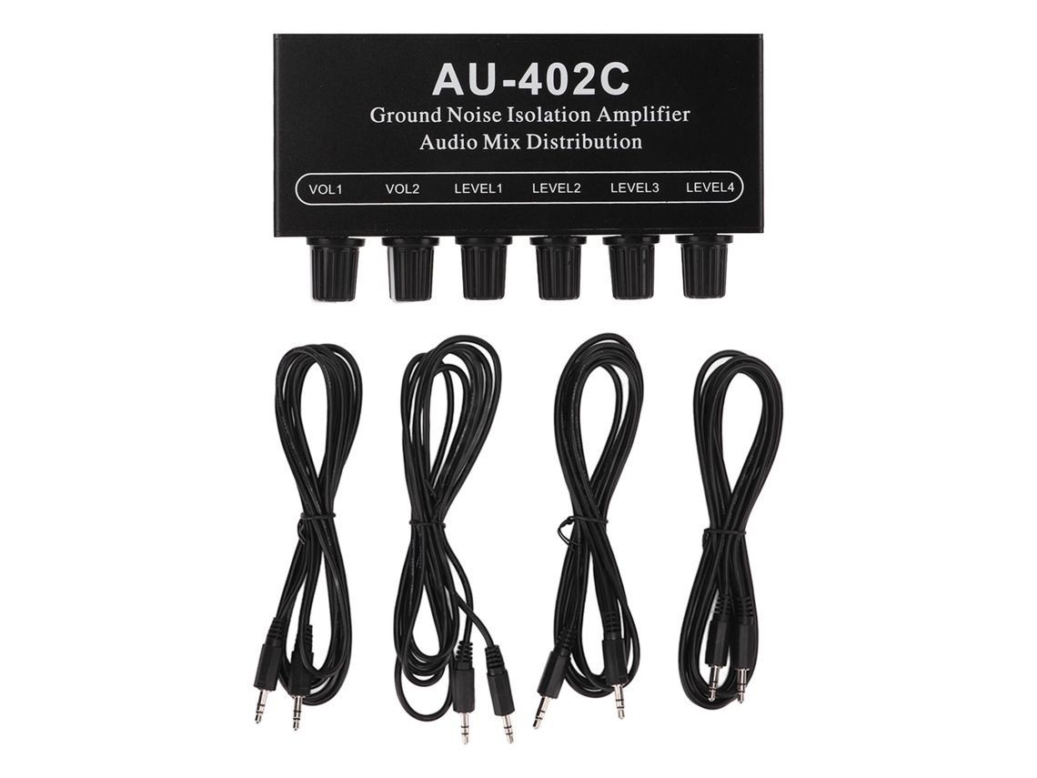 Mezclador De Audio Estéreo 4 En 2 Con Aislamiento De Ruido De Tierra Y Amplificador De Doble Canal.