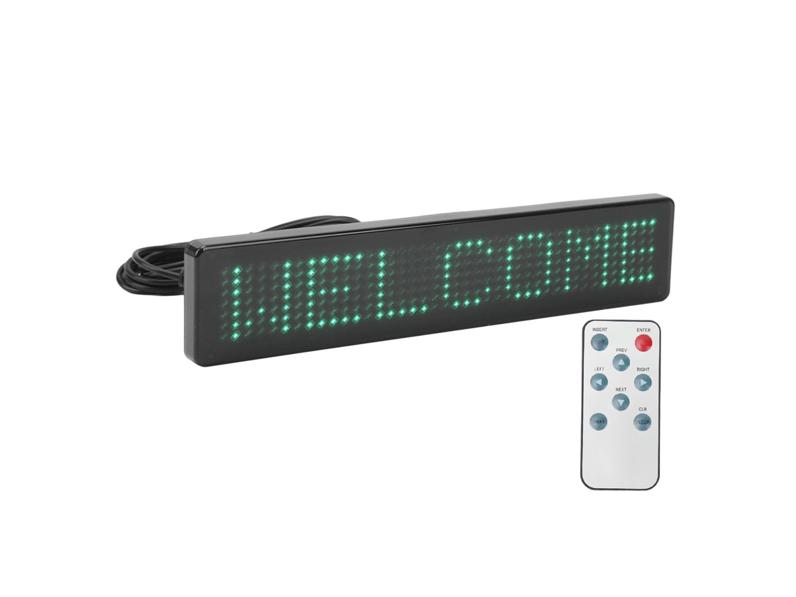 Panel Led Matricial Programable Con Control Remoto Para Anuncios Desplazables Z741g Verde