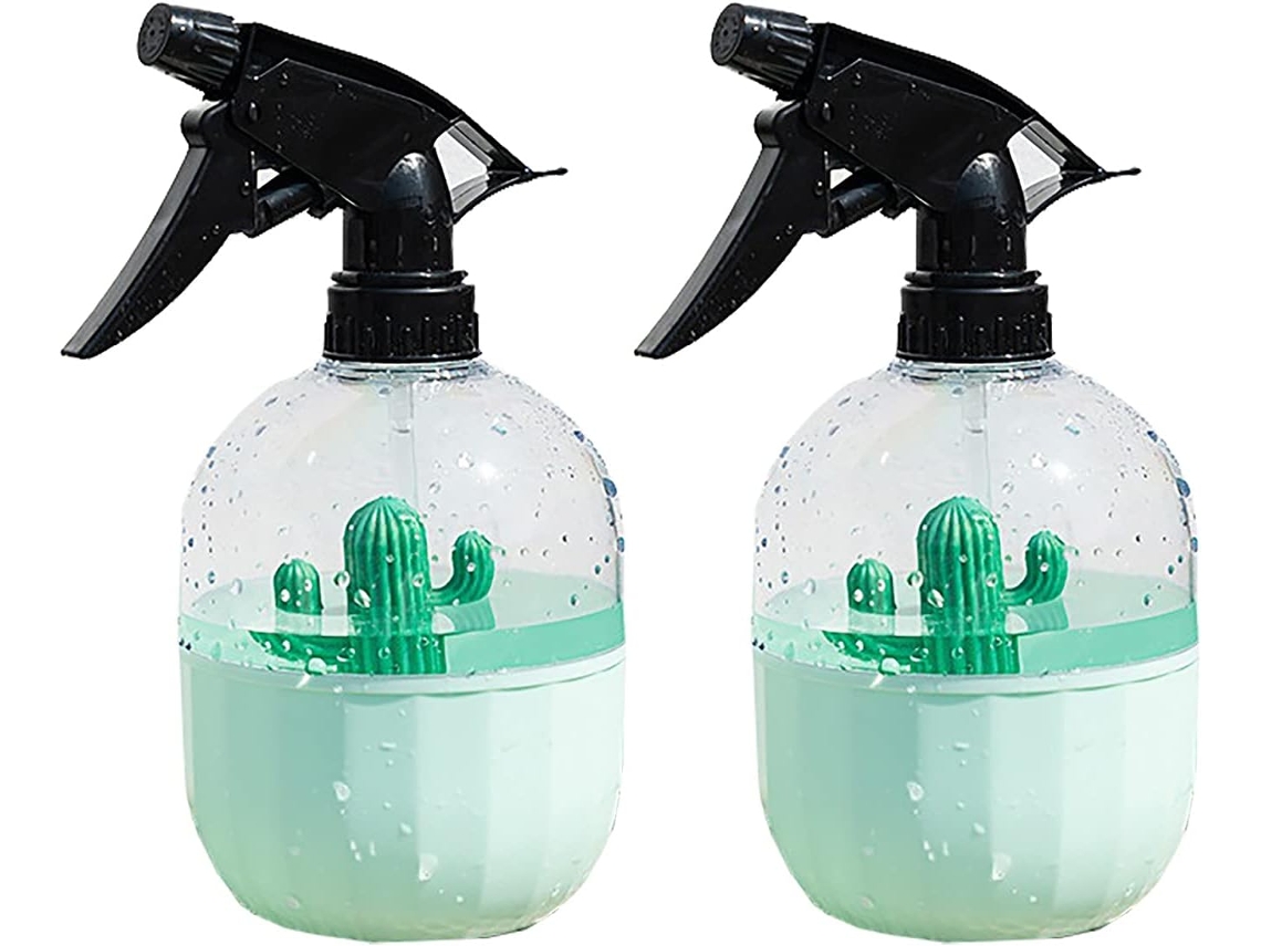 Botella de plástico vacía de 500 ml, reutilizable, con boquilla ajustable para plantas y flores, color verde