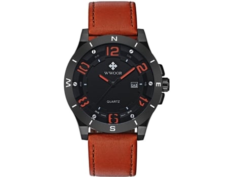 VEANXIN Reloj de pulsera para hombre Relojes deportivos de cuero impermeables-Rojo