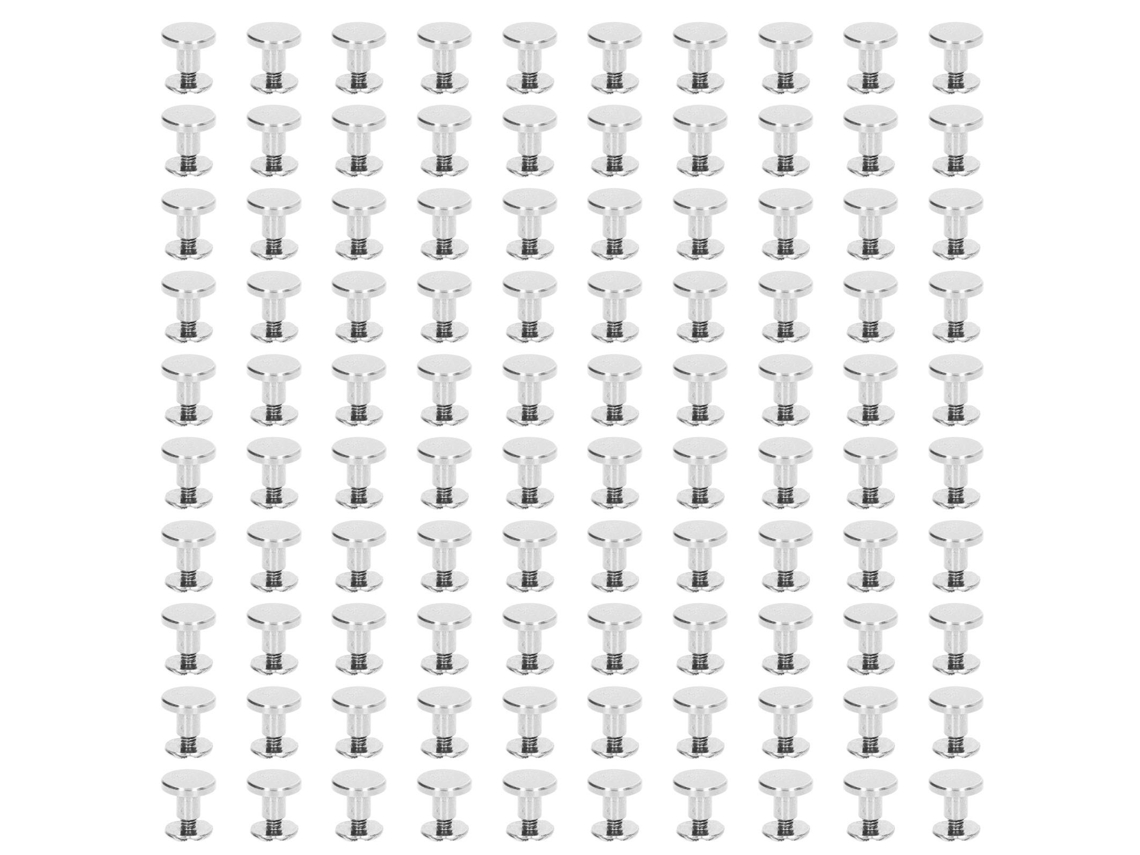 100 Juegos De Tornillos Chicago De Latón Plateado De 9x5 Mm Para Bricolaje En Cuero.
