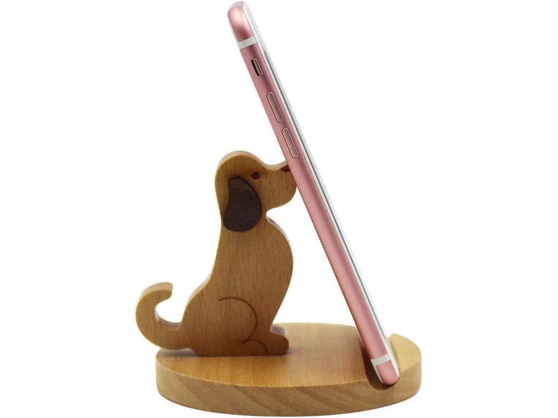 Soporte De Madera Para Teléfono Móvil Con Un Bonito Diseño De Perro Para Escritorio, Compatible Con Todos Los Teléfonos Móviles, Decoración De Oficina.
